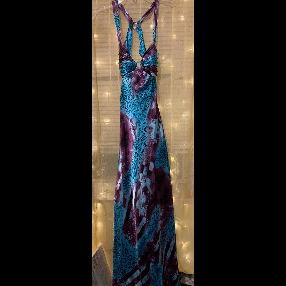 womens blue and purple prom dress